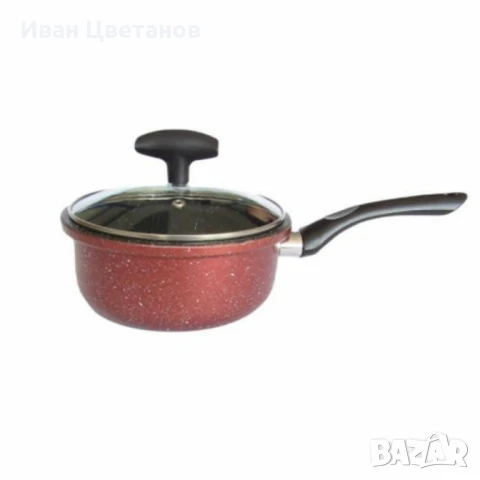 Касерола с капак Rosberg, 16 см, 1.6 л, Мраморно незалепващо покритие, Индукция, Бордо меланж