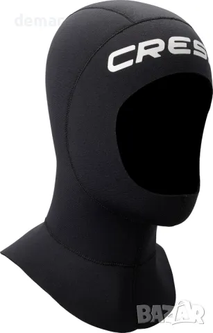 CRESSI Еластична дълга качулка 3 mm L - унисекс качулка с удължена яка в черно Двойна подплата