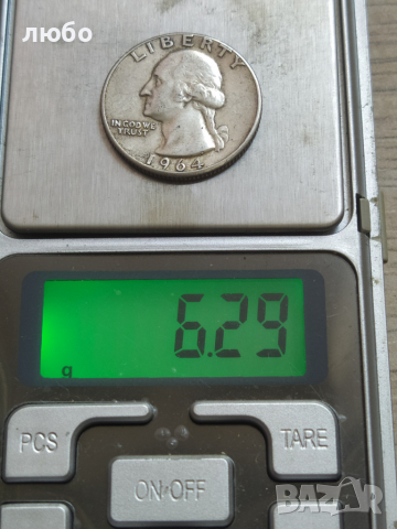 Сребърна Монета QUARTER DOLLAR 1966, снимка 5 - Нумизматика и бонистика - 36400976