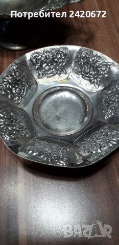 Старинна  посребрена купа барок, снимка 1