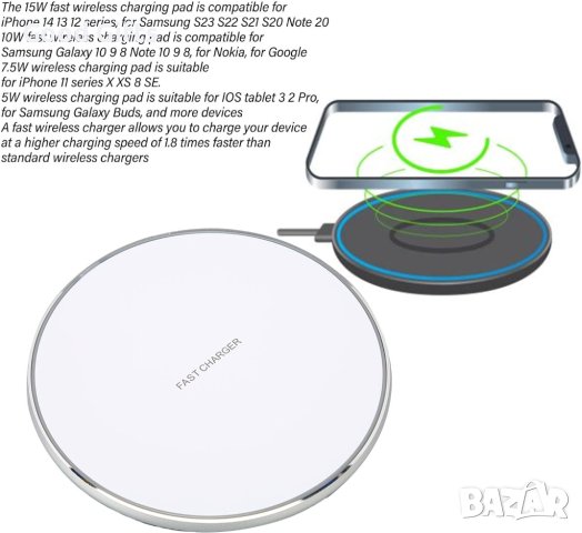 Безжично зарядно устройство за бързо зареждане, Qi KD-12, снимка 2 - Безжични зарядни - 43087274