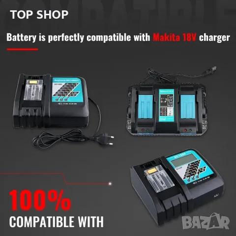 2 броя Резервни литиево-йонни батерии Dasnite 5.5Ah BL1850B за Makita 18V, снимка 5 - Друга електроника - 49423115