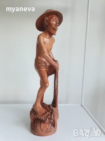 Дърворезба на рибар от Индонезия, снимка 2 - Статуетки - 50168359