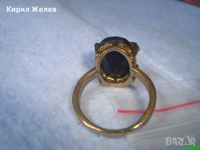 ЗЛАТИСТ СКЪПОЦЕНЕН с ИНКРУСТИРАНИ ЦИРКОНИ и ГОЛЯМ ФАСЕТИРАН ЧЕРЕН ОНИКС АРТ ПРЪСТЕН 3333, снимка 12 - Антикварни и старинни предмети - 36422343