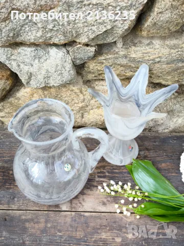 Мраморно стъкло – кана Peill Germany и ваза Herner Glas