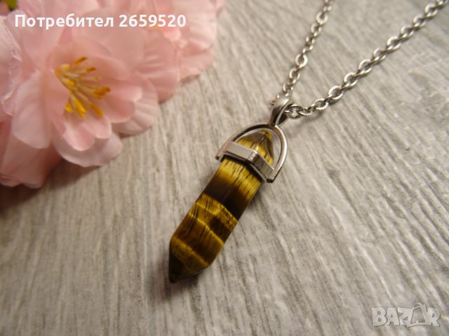 Дамско колие от естествен камък и стомана, снимка 3 - Колиета, медальони, синджири - 39568040