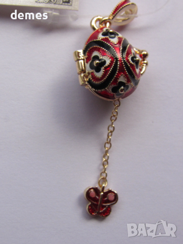 Фино дамско колие-висулка с Яйце Фаберже, ново, снимка 5 - Колиета, медальони, синджири - 44881756