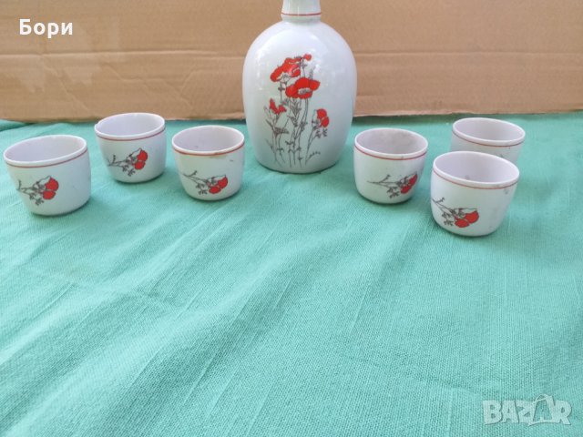 Български порцелан К-т за ракия 7 части, снимка 3 - Чаши - 34572072