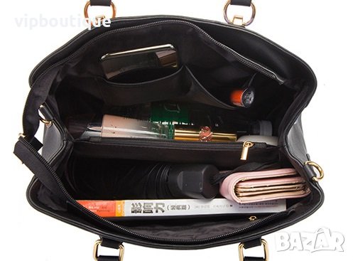 Шарена трицветна кожена дамска чанта комплект, снимка 3 - Чанти - 43011241