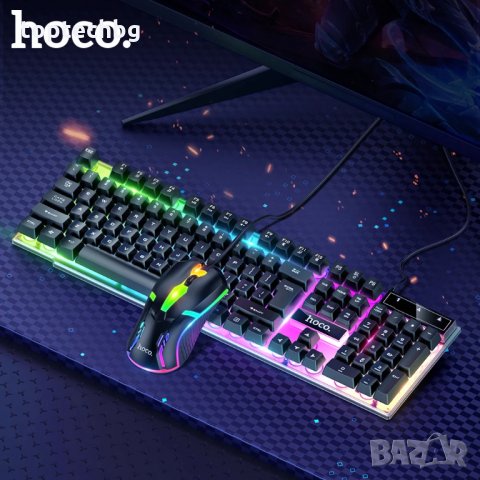 HOCO Светеща клавиатура и мишка GM11 Гейминг комплект Terrific Glowing, RGB, снимка 4 - Клавиатури и мишки - 34827319