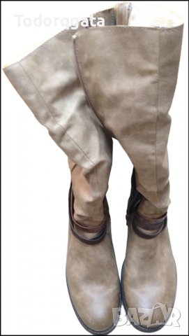 Дамски Високи Ботуши с Цип Jana Еко Кожа Екрю Нови номер 41 H (широки), снимка 2 - Дамски ботуши - 38531727