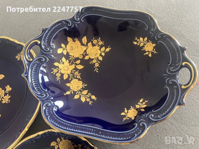 Уникален сет порцелан Echt kobalt с 24K, снимка 4 - Антикварни и старинни предмети - 51338463