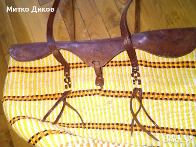 Бутикова Чанта 46х34 см естествена кожа и плетени нишки от промазан плат дебела, снимка 5 - Чанти - 36903810