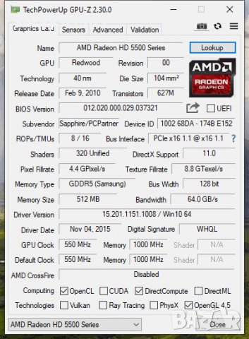 Видео карта AMD Radeon Sapphire HD 5550 512MB GDDR5 128bit PCI-E, снимка 8 - Видеокарти - 28667588