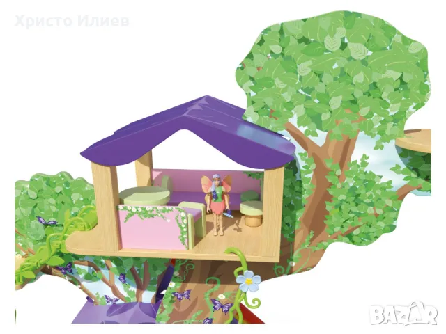 Къщичка на дърво с фея и еднорог Къща за кукли Вълшебната гора Приказно дърво, снимка 2 - Кукли - 48809552