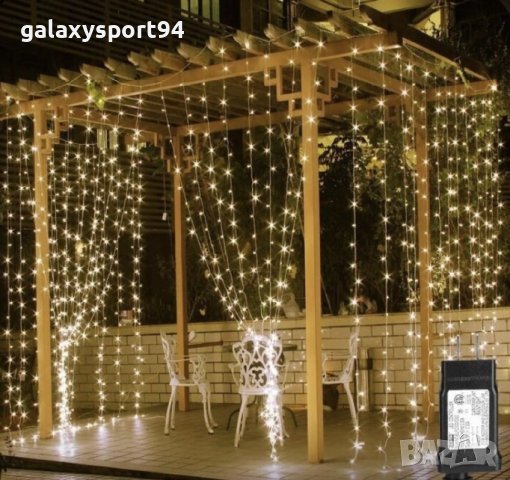 ЛЕД Завеса 3 х 3м Водопад Син цвят Коледни лампички, снимка 3 - Лампи за таван - 43189741