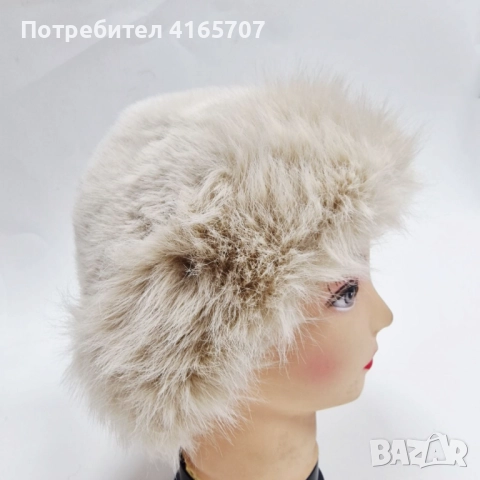 Дамска пухкава зимна шапка от изкуствен косъм, снимка 3 - Шапки - 52692703
