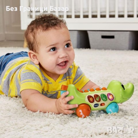VTech Baby Бебешка сензорна играчка за бутане, алигатор със светлини,звуци, цветове и песни, снимка 5 - Образователни игри - 43764116