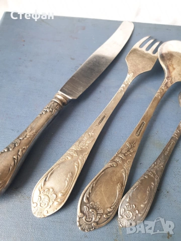 Комплект посребрени прибори, снимка 8 - Антикварни и старинни предмети - 53537474