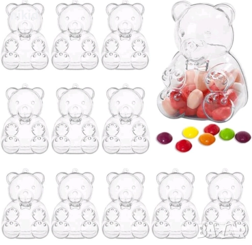 Прозрачно мече пластмасова фигурка за подаръчена сувенир кръщене за пълнене с бонбони лакомства др