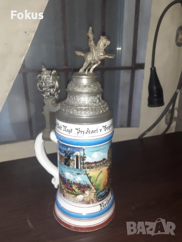 Голяма стара немска халба 0,5 л. военна тематика, снимка 6 - Антикварни и старинни предмети - 53277138