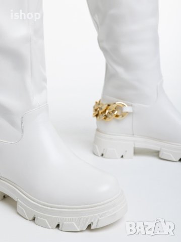 Дамски Бели Ботуши, снимка 3 - Дамски ботуши - 43596710