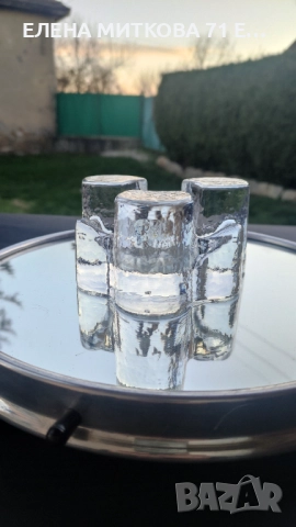 Масивен свещник от кристално стъкло сякаш изваян от лед, снимка 4 - Декорация за дома - 52819041