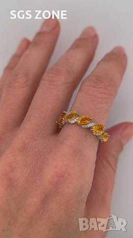 СРЕБЪРЕН ПРЪСТЕН С ЦИТРИН ОТ ТАЙЛАНД, снимка 2 - Пръстени - 52318243