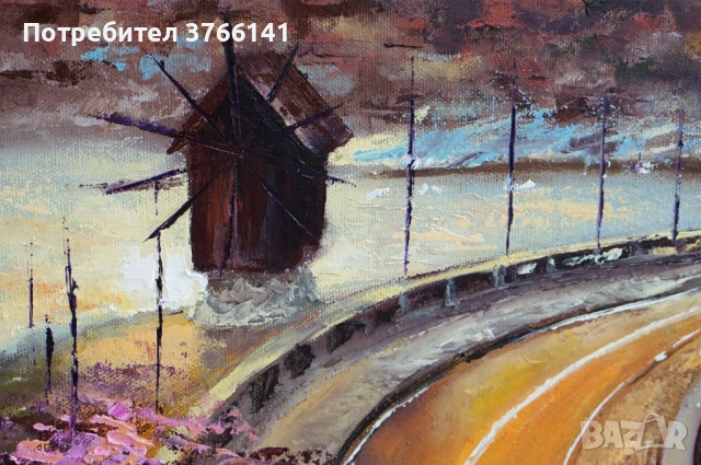 "Златен Несебър" Картина 60х50см, Маслена живопис с шпакла, снимка 3 - Картини - 53563357