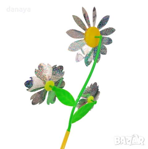 5945 Вятърна въртележка с 3 цветя, 59 см, снимка 5 - Градински мебели, декорация  - 51786182