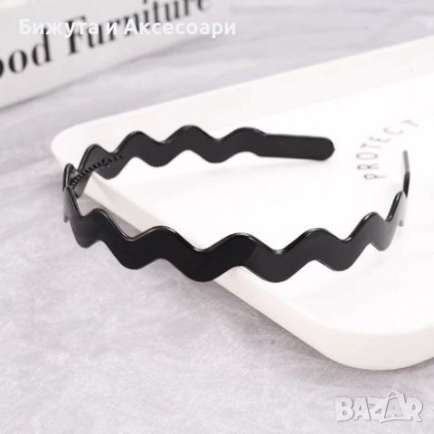 Силиконова диадема зи-заг черна - унисекс , снимка 1