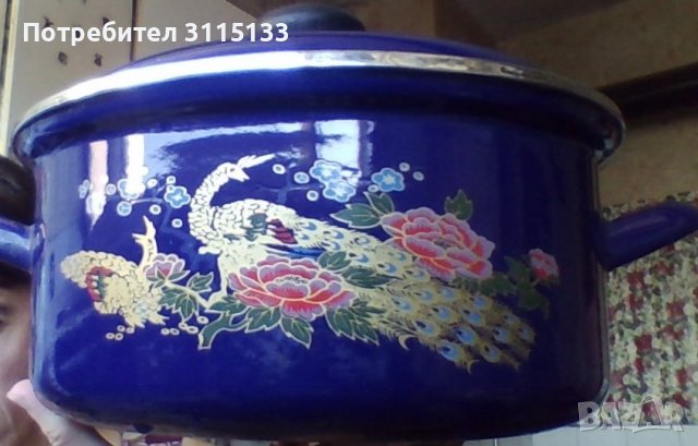 Индукционна Емайлирана тенджера с декор , снимка 5 - Съдове за готвене - 37916500