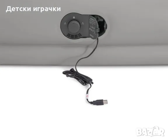 Надуваем матрак Intex, 152x203x30 см, USB помпа, Fiber-Tech, сив, снимка 8 - Надуваеми легла - 49927199