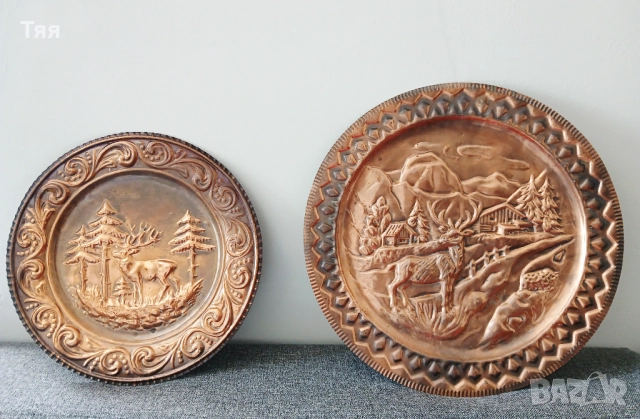 Медни пана за окачване с елени 