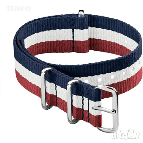 КАИШКА ZULU- ЧЕРВЕН / БЯЛ / СИН -22мм + ПОДАРЪК