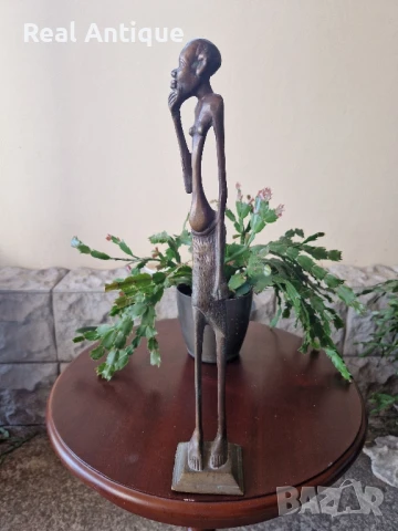 Страхотна голяма антикварна колекционерска бронзова фигура пластика статуетка , снимка 2 - Статуетки - 50521234