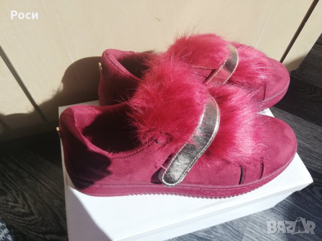 Нови спортно елегантни дамски обувки с пух, кецове-  38 номер, снимка 3 - Дамски ежедневни обувки - 28454402