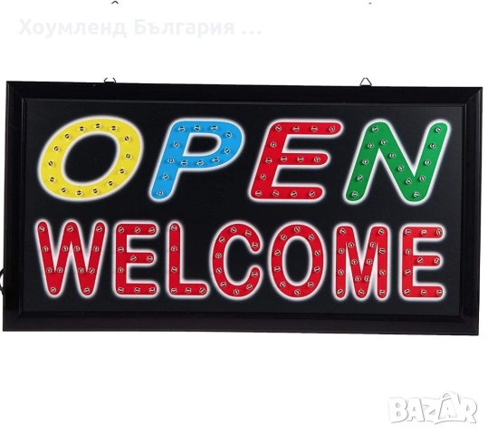 Светеща табела OPEN WELCOME, снимка 3 - Витрини - 40577755