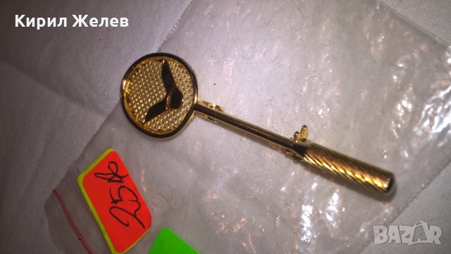 Позлатена Значка за ТЕНИС ракета РЯДКА СТАРА - 11880, снимка 2 - Колекции - 28311102