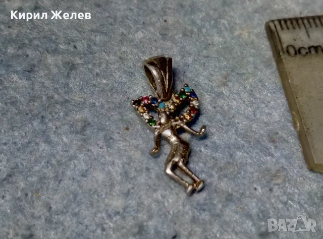 ФИГУРАЛЕН СКЪПОЦЕНЕН СРЕБЪРЕН ПЕНДАНТ ФЕЯ СРЕБРО 925 с БЯЛА ПОЗЛАТА и РАЗНОЦВЕТНИ ЦИРКОНИ 45585, снимка 4 - Колиета, медальони, синджири - 49001664