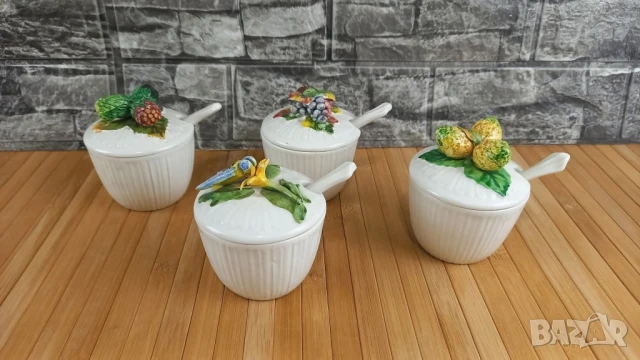 Италиански керамични бурканчета за сладко с лъжички