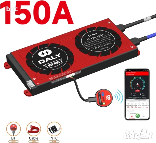 Smart BMS Daly 12V 150A BMS - 4S LiFePO4 - Bluetooth Защитен Компютър за Батерии 