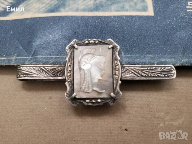 Антикварна сребърна игла за вратовръзка, снимка 2 - Колекции - 49142920