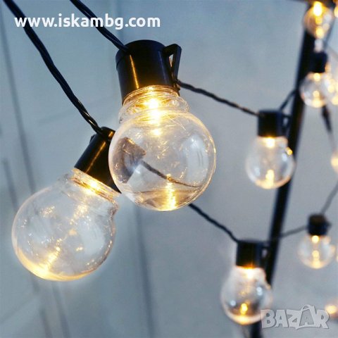 Светещи лампи със соларен панел, декорация за градина гирлянди с 10 ретро лампи - КОД 3704, снимка 6 - Соларни лампи - 37053154