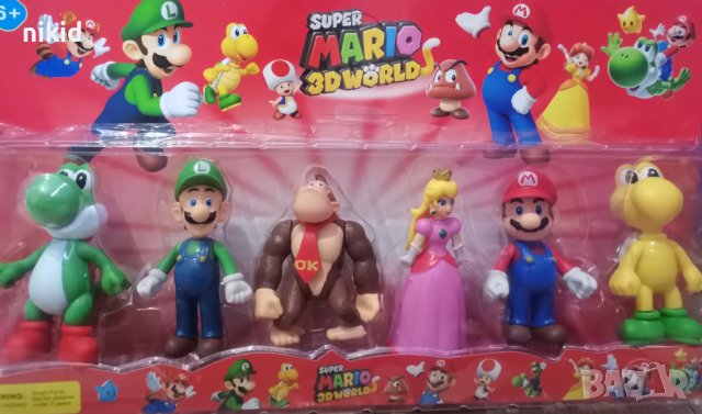 Супер Марио Super Mario и Луиджи 6 бр пластмасови фигурки играчки 