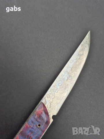 Компактен ловен нож,фултанг дамаска стомана с кожена кания, LN426, снимка 8 - Ножове - 52327576