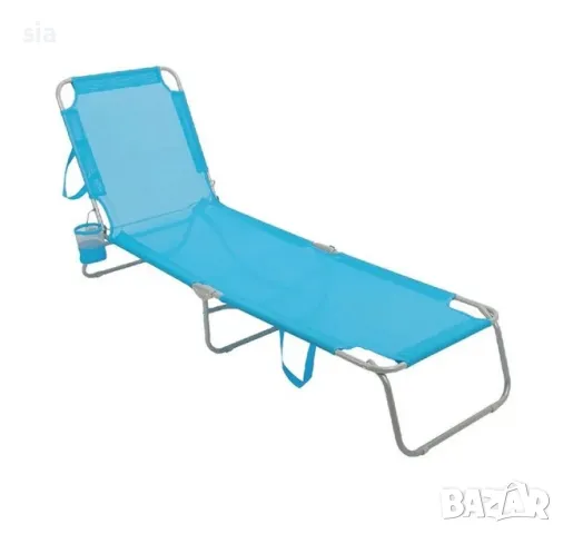 Шезлонг за градина, балкон, къмпинг, Плажен шезлонг, син, 188x55x24см, снимка 2 - Къмпинг мебели - 49658850