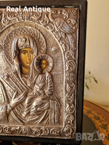 Чудесна антикварна сребърна икона със сертификат и маркировка , снимка 4 - Икони - 51686618