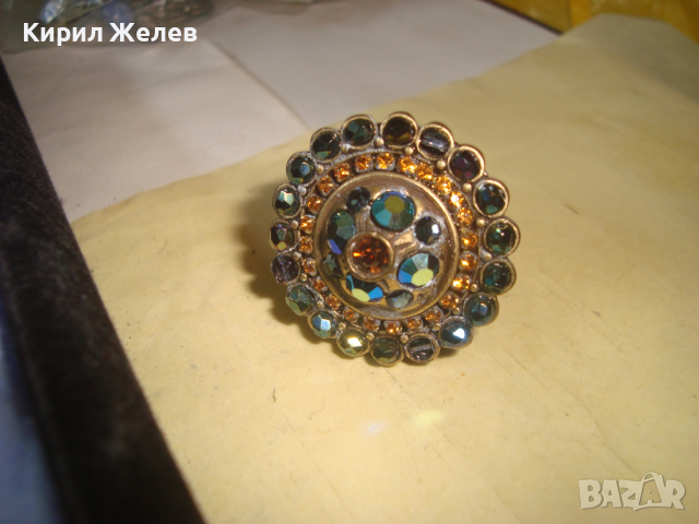 РЕТРО - ВИНТИДЖ БРОНЗОВ СКЪПОЦЕНЕН АРТ ДЕКО РЕГУЛИРУЕМ ФИЛИГРАНЕН СТИЛ ПРЪСТЕН с КРИСТАЛИ 72631, снимка 12 - Пръстени - 36380618