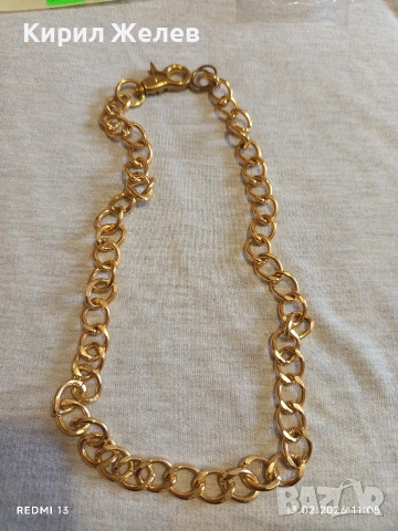 Класическо златисто колие закопчалка тип Омар много красива плетка стилен дизайн 51914